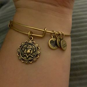 Gold lotus alex and ani bracelet